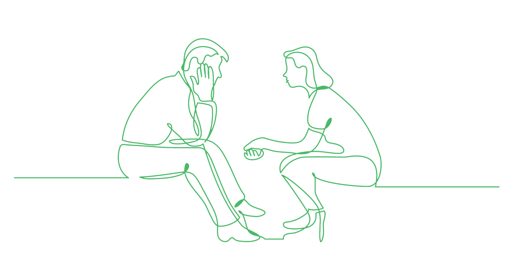 Man and Woman Talking - Green